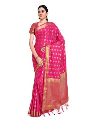 Women's Mysore silk Crepe Saree with Blouse Piece 1