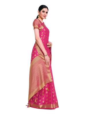 Women's Mysore silk Crepe Saree with Blouse Piece 2