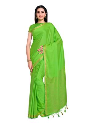 Women's Mysore silk Crepe Saree with Blouse Piece 1