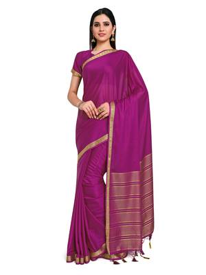 Women's Mysore silk Crepe Saree with Blouse Piece 1