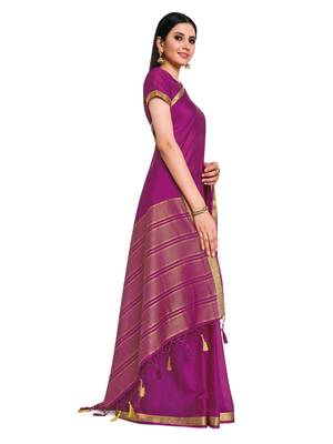 Women's Mysore silk Crepe Saree with Blouse Piece 2