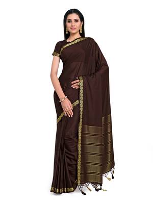 Women's Mysore silk Crepe Saree with Blouse Piece 1