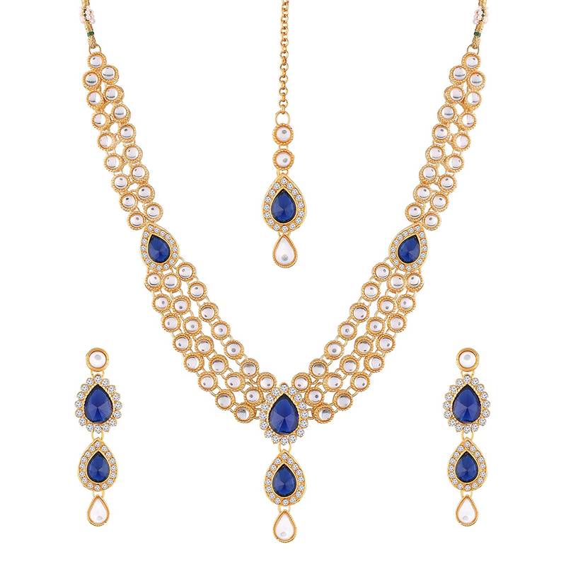 Traditional Kundan Necklace Set for Women (IJ315Bl)