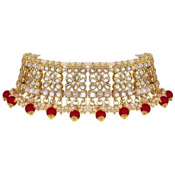 Traditional Kundan Choker Necklace Set with Earrings & Maang Tikka For Women  4