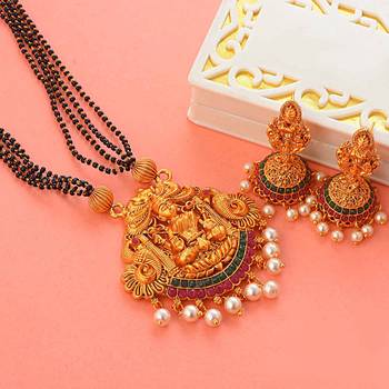 Gold Copper Gold Plated Temple Design Mangalsutra Set 1