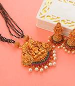 Gold Copper Gold Plated Temple Design Mangalsutra Set