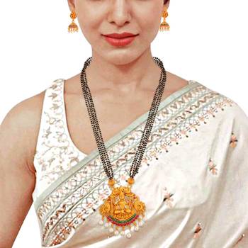 Gold Copper Gold Plated Temple Design Mangalsutra Set 2