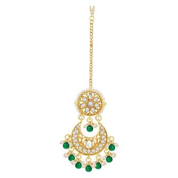 Traditional Kundan Pearl Wedding Choker Necklace Set Earrings & Maang Tikka for Women  7