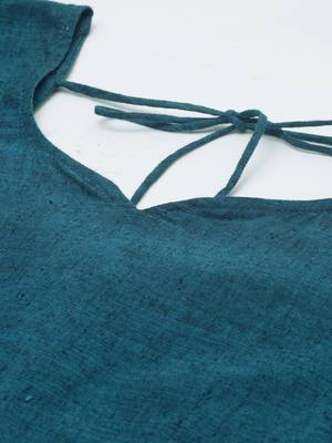 Blue woven cotton long-dresses 4