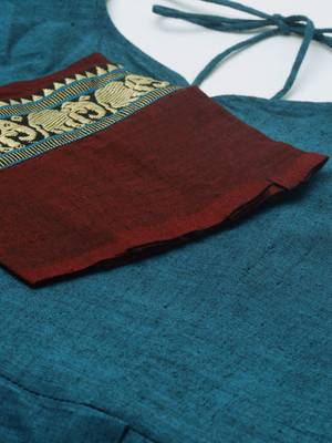 Blue woven cotton long-dresses 5