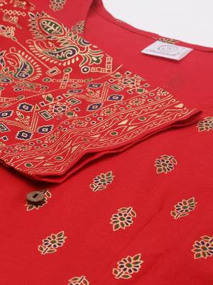 Red printed viscose rayon long-dresses 5