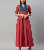 Peach woven cotton long-dresses
