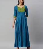 Peach woven cotton long-dresses