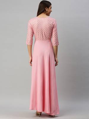 Rose printed viscose rayon long-dresses 3