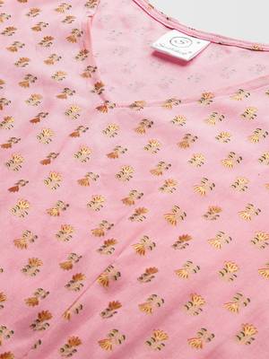 Rose printed viscose rayon long-dresses 4