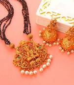 Golden south-indian-laxmi temple jewellery set