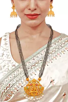 Golden south-indian-laxmi temple jewellery set