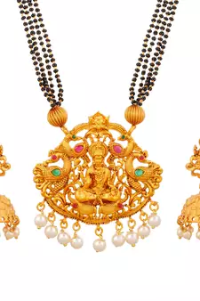Golden south-indian-laxmi temple jewellery set