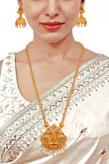 Traditional Gold Plated Matt Finish South-Indian-Jewellery Set