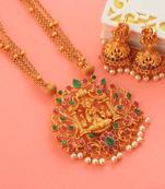 Laxmi Inspired Ruby Green South-Indian-Temple-Jewellery Set