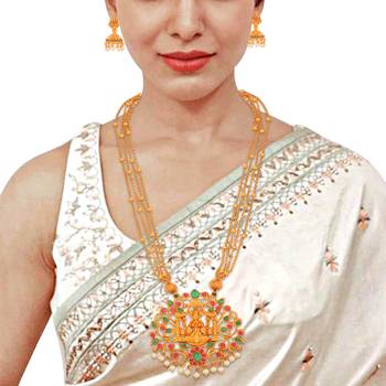 Laxmi Inspired Ruby Green South-Indian-Temple-Jewellery Set 2