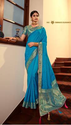 Sky Blue Dola Silk Saree 1