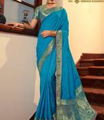 Sky Blue Dola Silk Saree