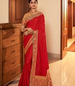 Chilli Red Dola Silk Saree