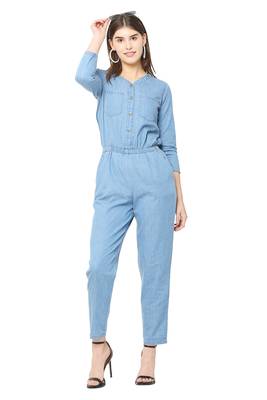 Blue plain denim tops 1