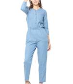 Blue plain denim tops