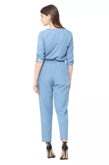 Blue plain denim tops