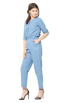 Blue plain denim tops 3
