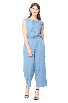 Blue plain denim tops