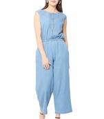 Blue plain denim tops