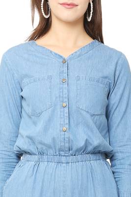 Blue plain denim tops 5
