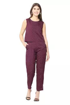 Purple printed crepe tops