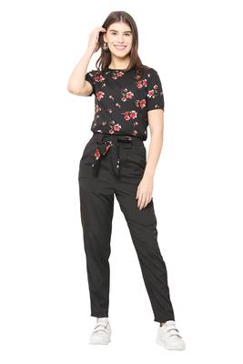 Black printed crepe tops 1