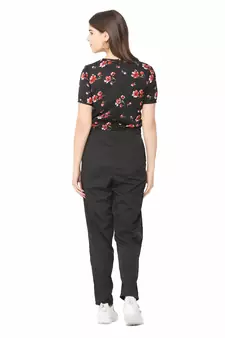 Black printed crepe tops