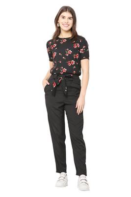 Black printed crepe tops 4