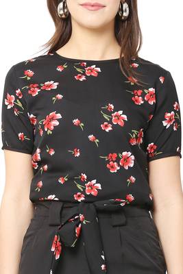 Black printed crepe tops 5