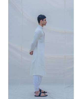 Off White Cotton Kurta Set 2