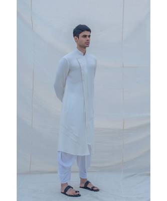 Off White Cotton Kurta Set 3