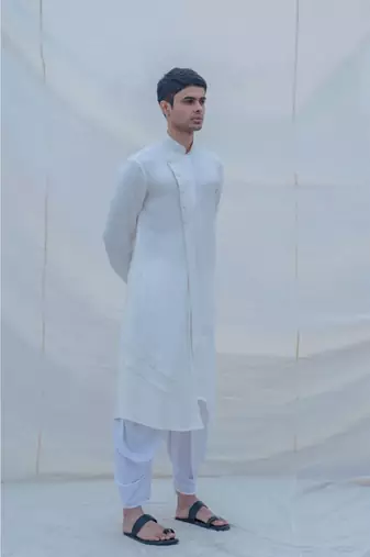 Off White Cotton Kurta Set