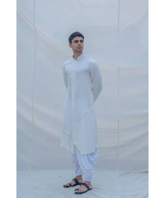 Off White Cotton Kurta Set 4