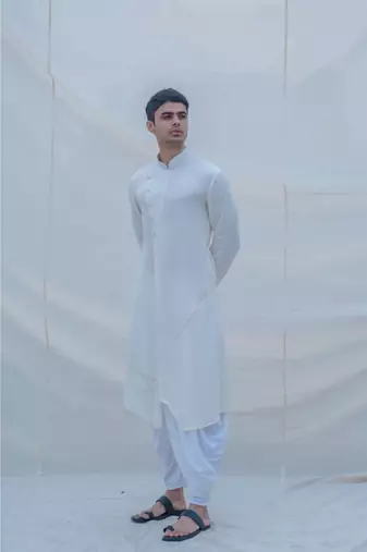 Off White Cotton Kurta Set