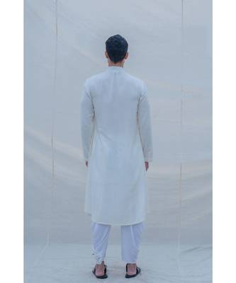 Off White Cotton Kurta Set 5