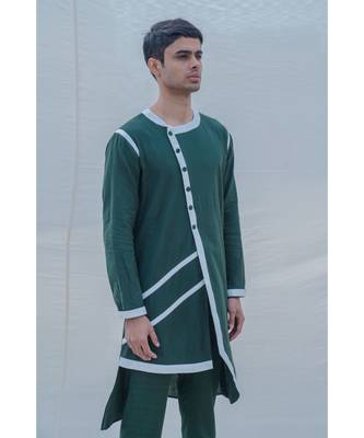 Cotton X Linen In Green Kurta 1