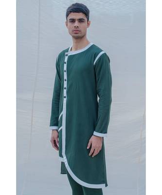 Cotton X Linen In Green Kurta 2