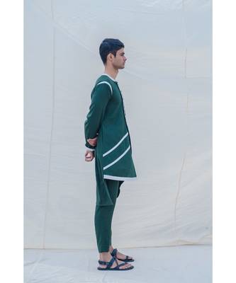 Cotton X Linen In Green Kurta 3