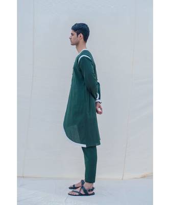 Cotton X Linen In Green Kurta 4